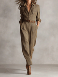 Célia | Mono de Tweed con Cuello en V y Cinturón
