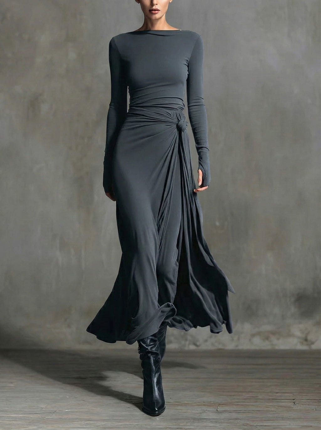 Naomie | Vestido Maxi con Nudo Lateral