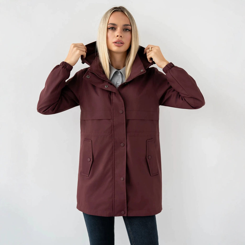 Parka con Capucha para Mujer | Chaqueta de Entretiempo con Cintura Ajustable