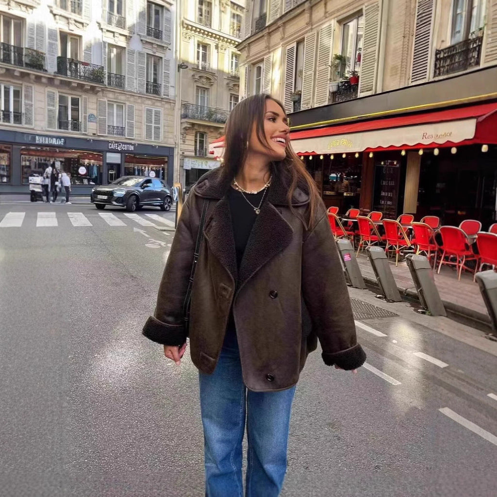 Chaqueta Doble Faz para Mujer | Cazadora Efecto Ante con Borreguito