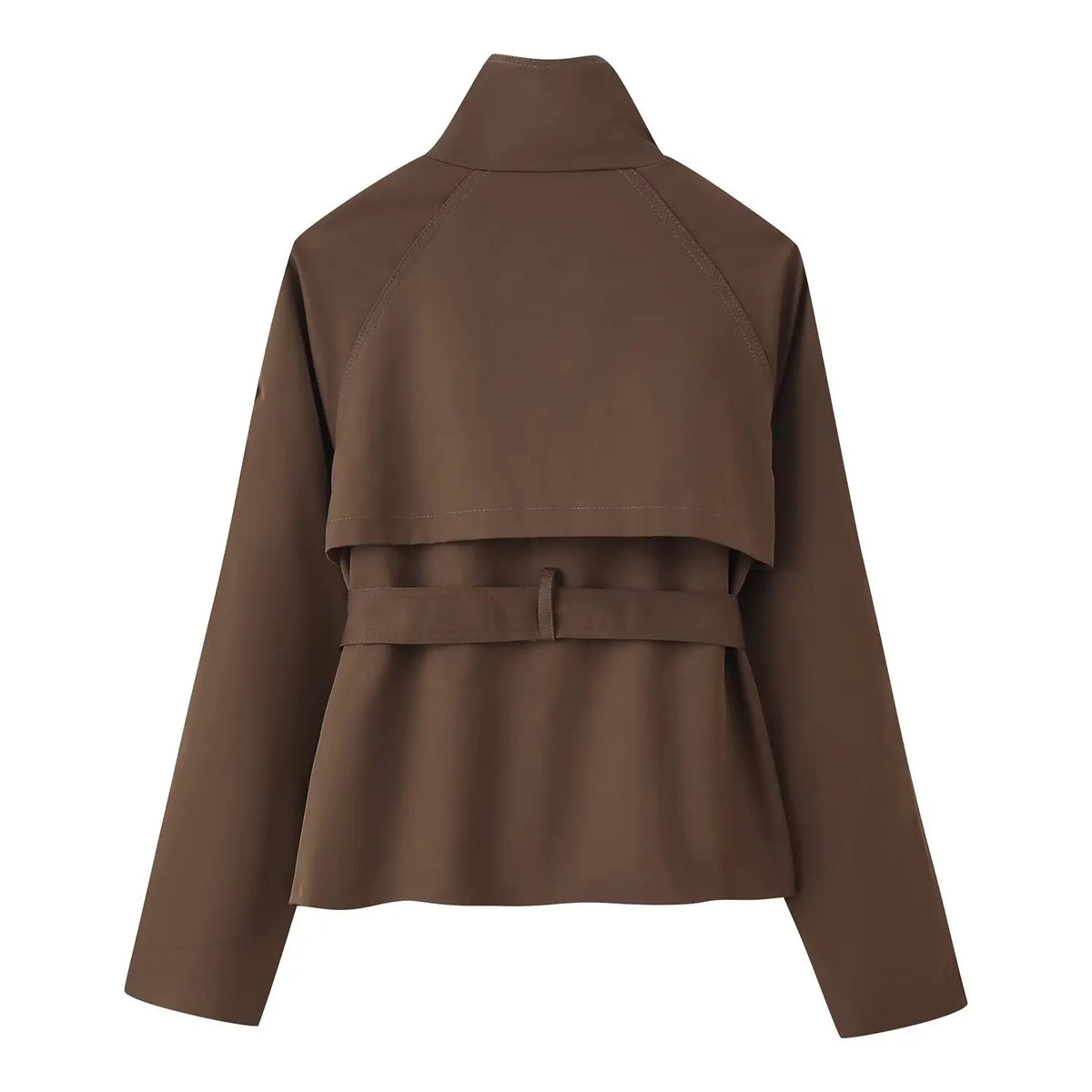 Gabardina Corta Cruzada | Cuello Alto y Cinturón