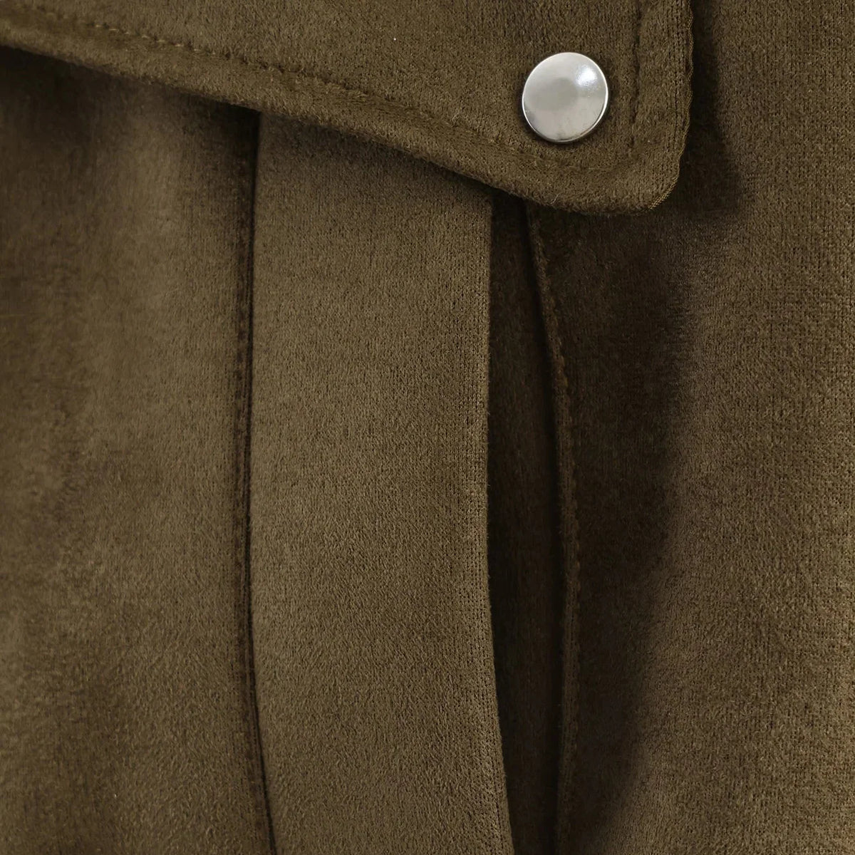 Cazadora de Antelina para Mujer | Chaqueta Efecto Ante con Cuello Alto y Bolsillos