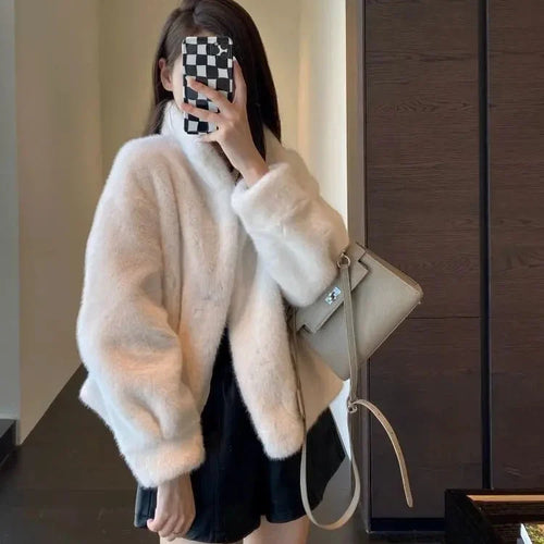 Abrigo de Pelo Corto para Mujer | Chaqueta de Pelo Sintético Efecto Visón