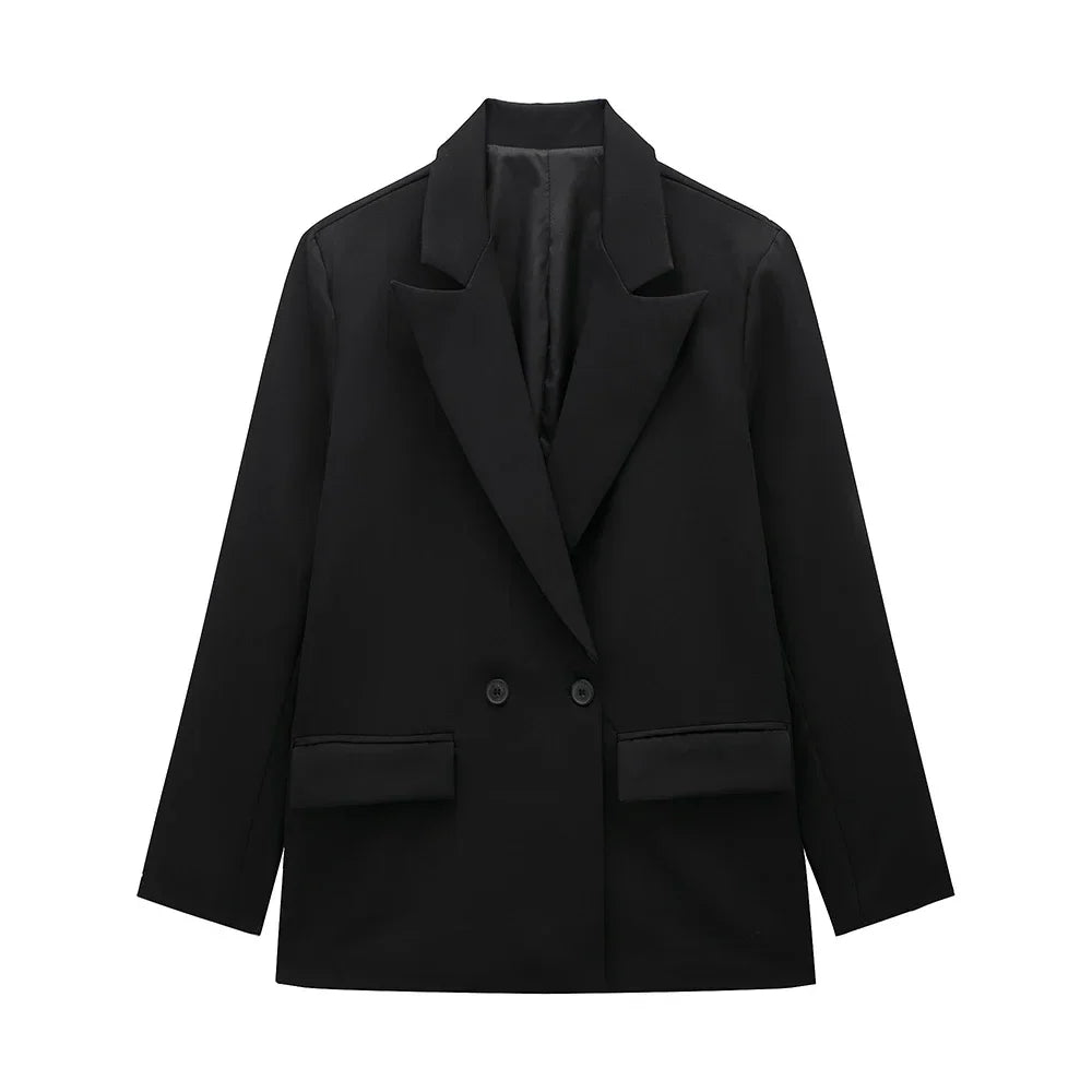 Americana Cruzada de Corte Amplio | Bolsillos de Tapeta