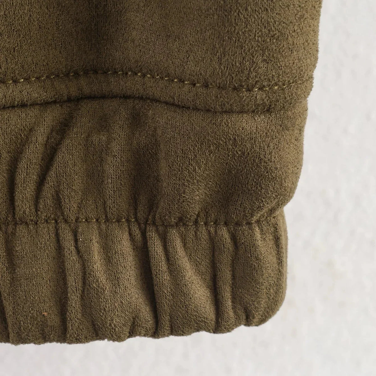 Cazadora de Antelina para Mujer | Chaqueta Efecto Ante con Cuello Alto y Bolsillos
