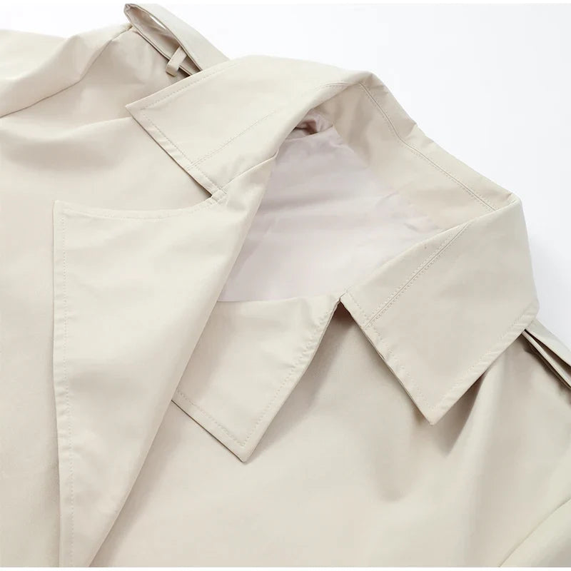 Gabardina Cruzada Corta para Mujer | Chaquetón de Entretiempo con Cordón