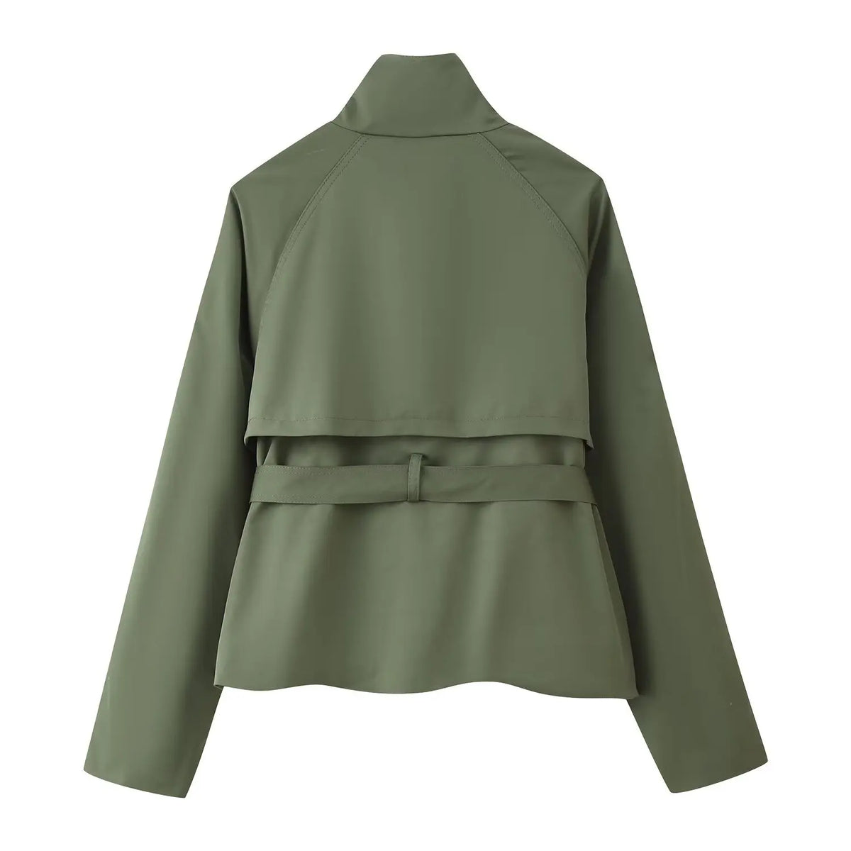 Gabardina Corta Cruzada | Cuello Alto y Cinturón