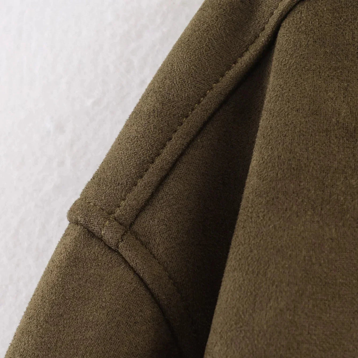 Cazadora de Antelina para Mujer | Chaqueta Efecto Ante con Cuello Alto y Bolsillos