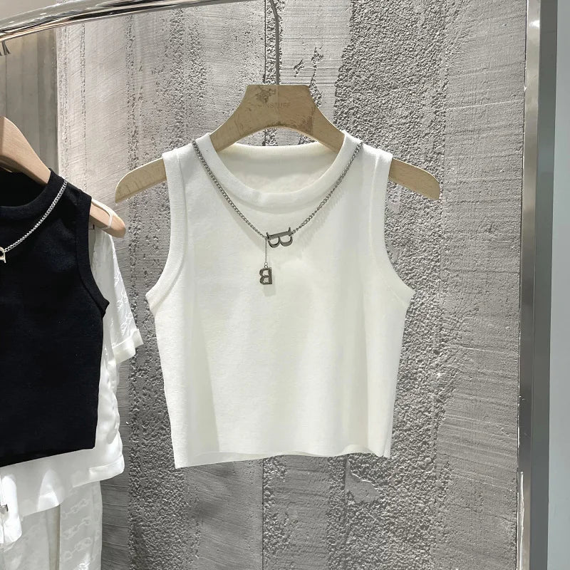 Chaleco de Punto a Rayas para Mujer | Escote Ancho