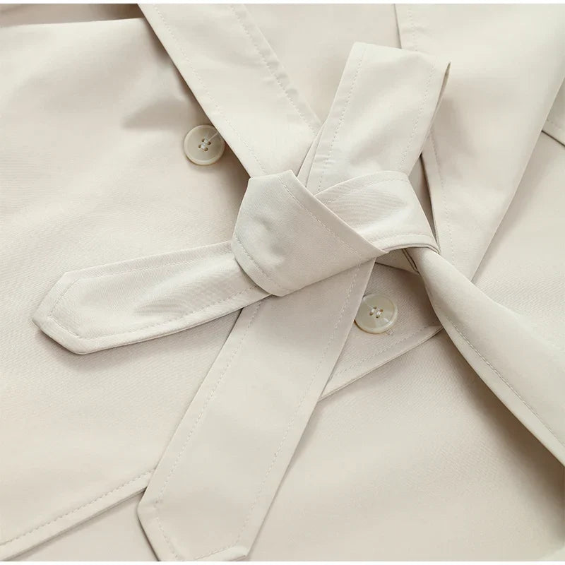 Gabardina Cruzada Corta para Mujer | Chaquetón de Entretiempo con Cordón