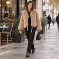 Abrigo de Pelo Sintético Corto para Mujer | Chaquetón Efecto Zorro con Cordón