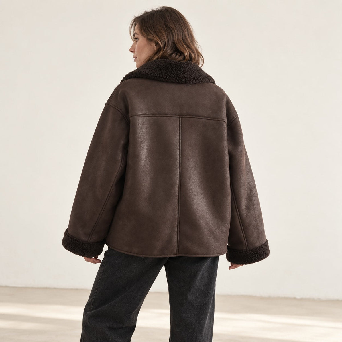 Chaqueta Doble Faz para Mujer | Cazadora Efecto Ante con Borreguito