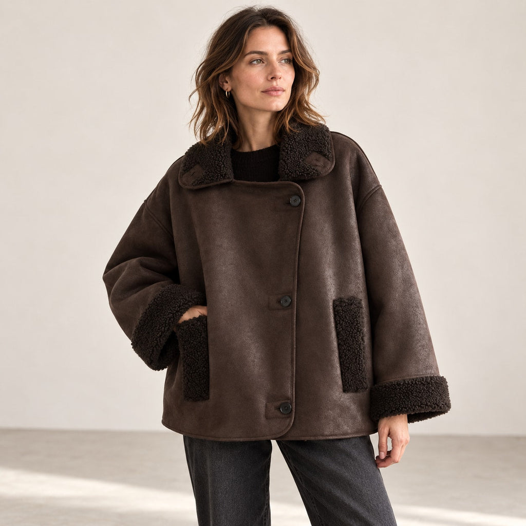 Chaqueta Doble Faz para Mujer | Cazadora Efecto Ante con Borreguito