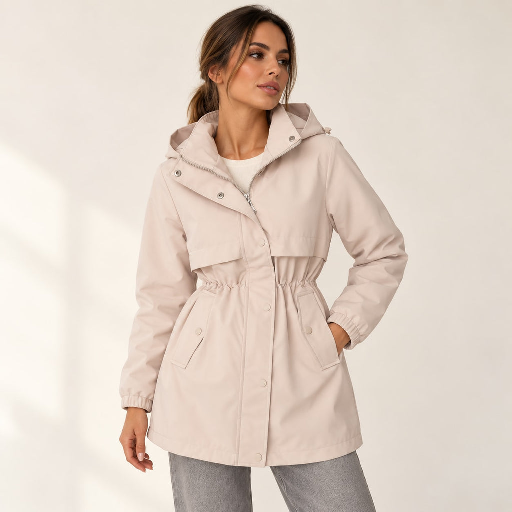 Parka con Capucha para Mujer | Chaqueta de Entretiempo con Cintura Ajustable