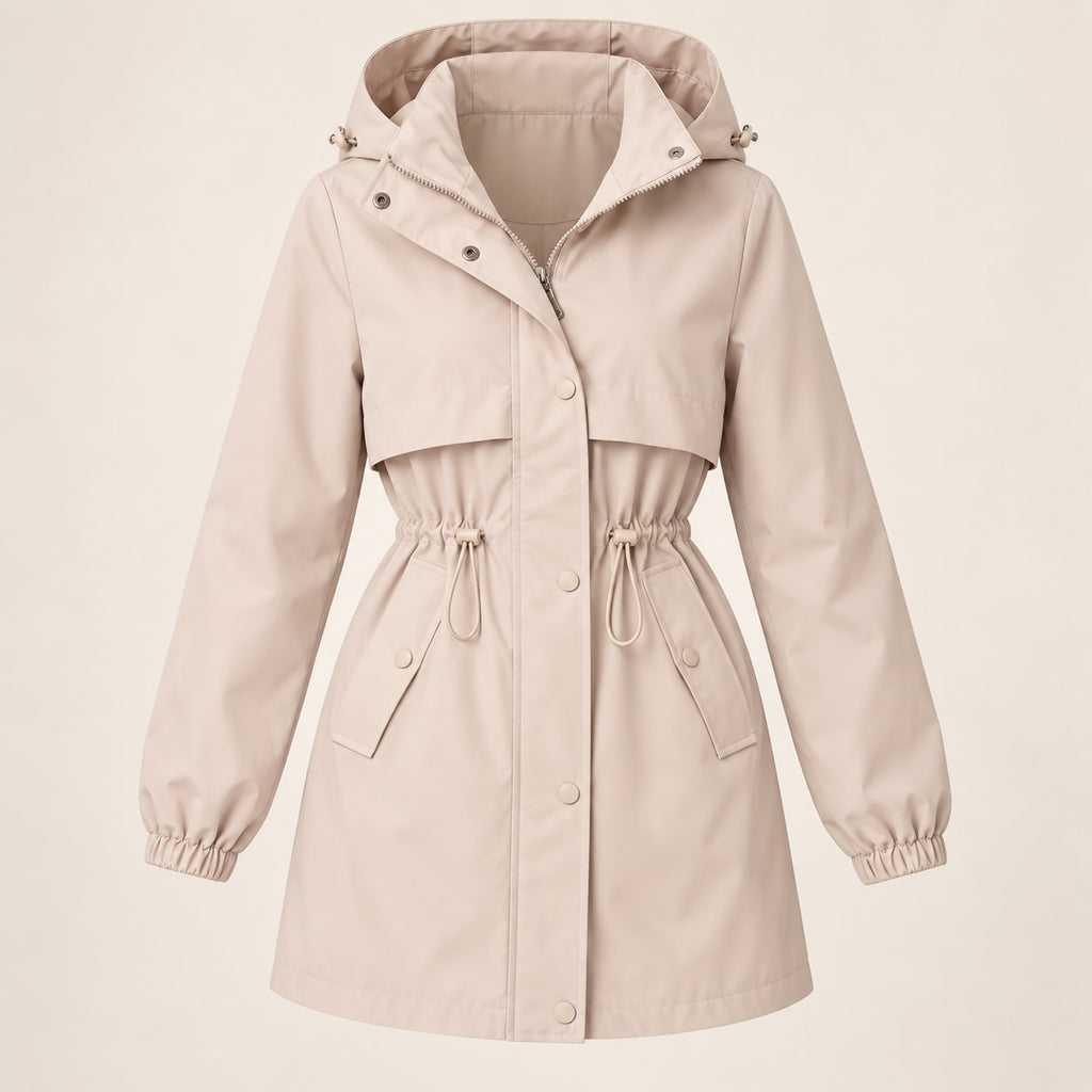 Parka con Capucha para Mujer | Chaqueta de Entretiempo con Cintura Ajustable