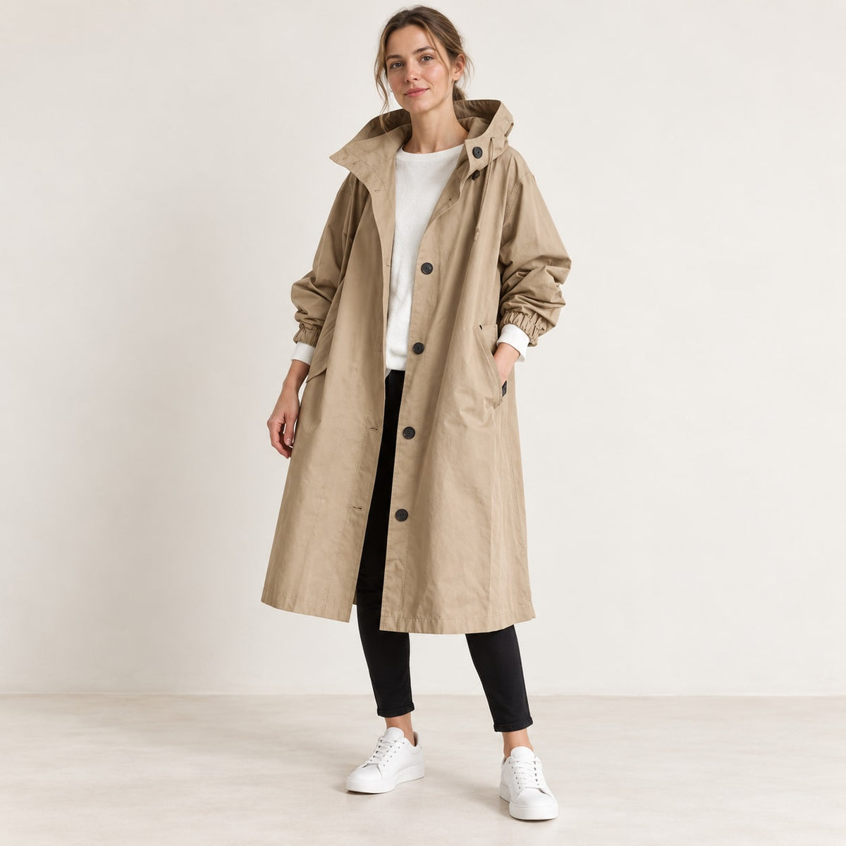 Parka Larga con Capucha | Abrigo Amplio de Entretiempo