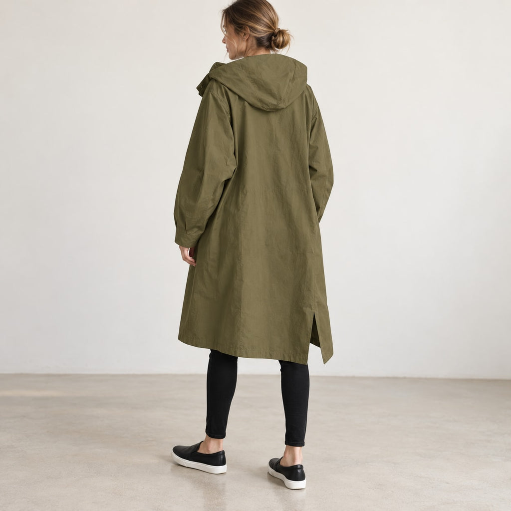 Parka Larga con Capucha | Abrigo Amplio de Entretiempo