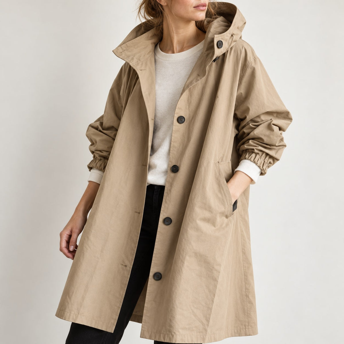 Parka Larga con Capucha | Abrigo Amplio de Entretiempo