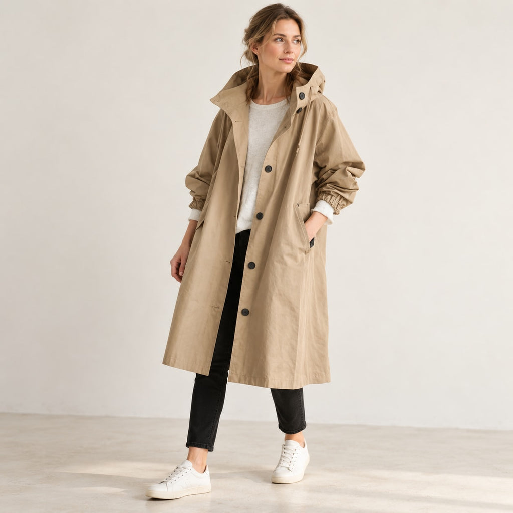 Parka Larga con Capucha | Abrigo Amplio de Entretiempo