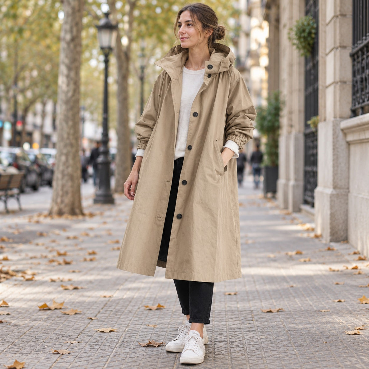 Parka Larga con Capucha | Abrigo Amplio de Entretiempo