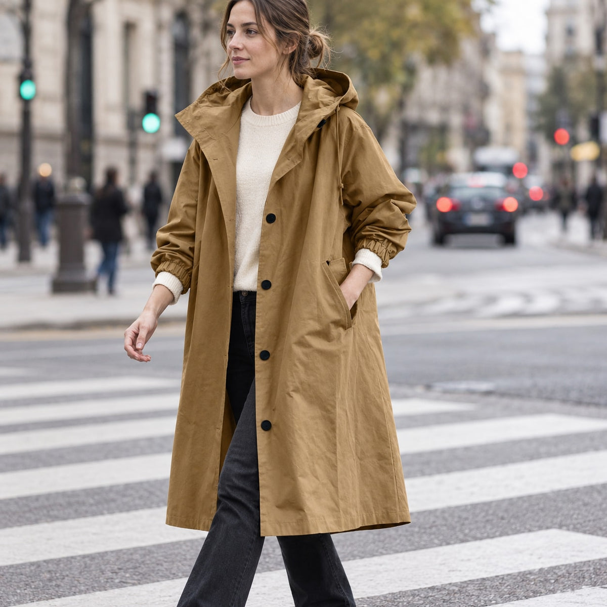 Parka Larga con Capucha | Abrigo Amplio de Entretiempo