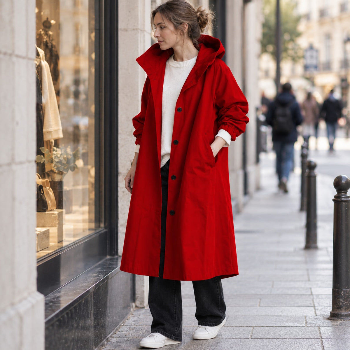 Parka Larga con Capucha | Abrigo Amplio de Entretiempo