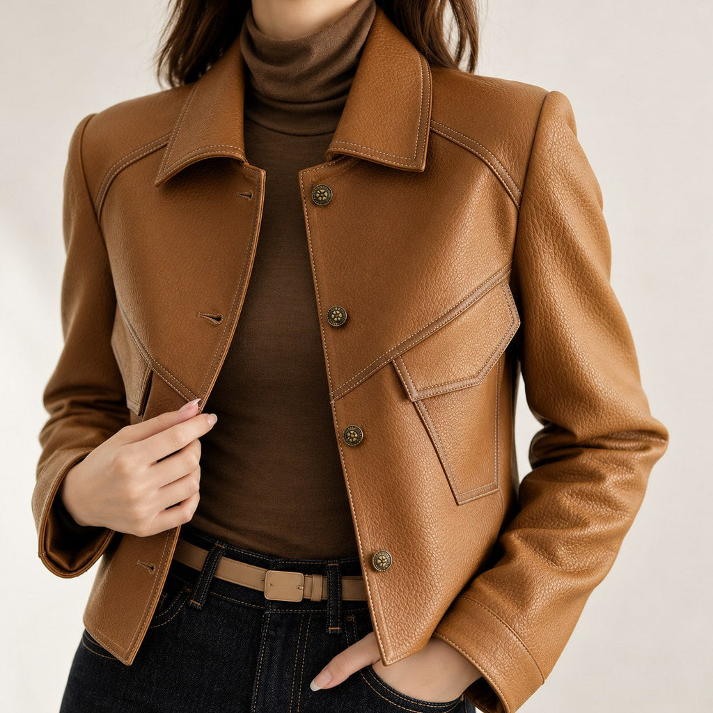 Chaqueta de Polipiel para Mujer | Cazadora Camisera con Bolsillos