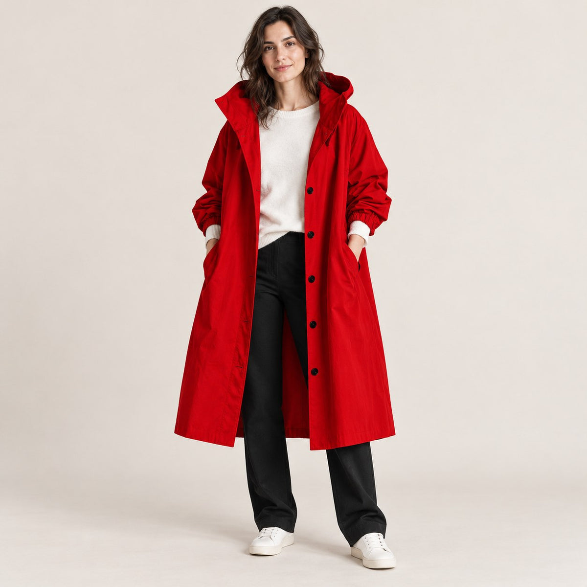 Parka Larga con Capucha | Abrigo Amplio de Entretiempo