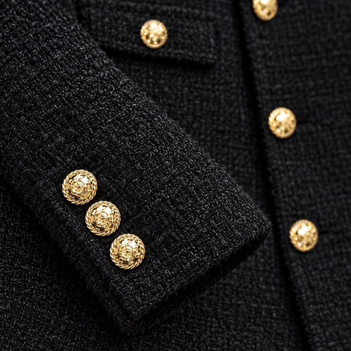 Chaqueta Tweed para Mujer | Chaqueta Corta Entallada con Botones Dorados