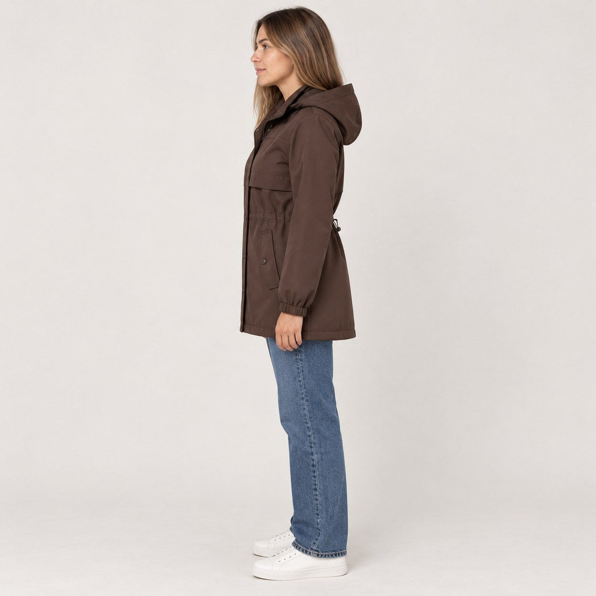 Parka con Capucha para Mujer | Chaqueta de Entretiempo con Cintura Ajustable