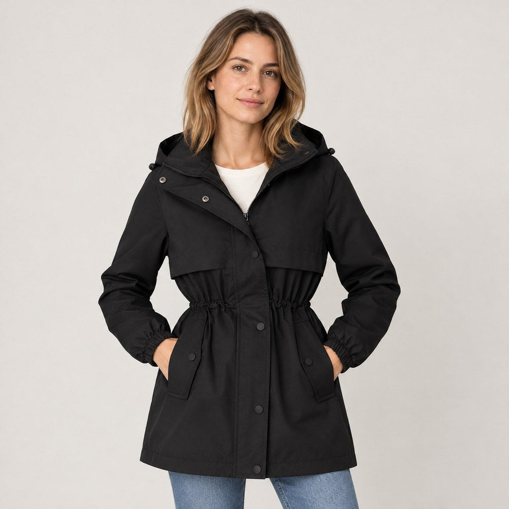Parka con Capucha para Mujer | Chaqueta de Entretiempo con Cintura Ajustable