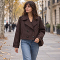 Gabardina Corta Cruzada | Corte Amplio y Manga Larga