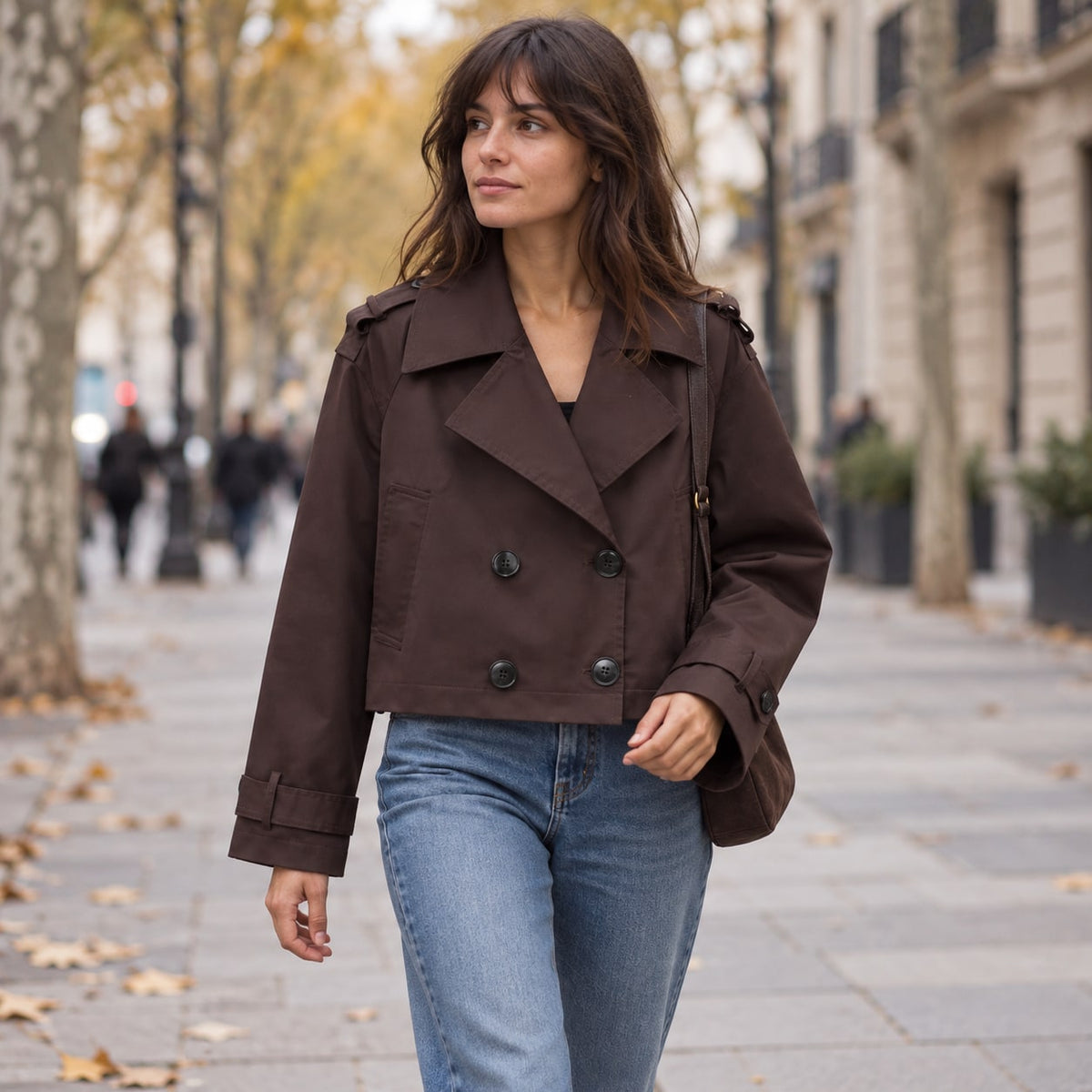 Gabardina Corta Cruzada | Corte Amplio y Manga Larga
