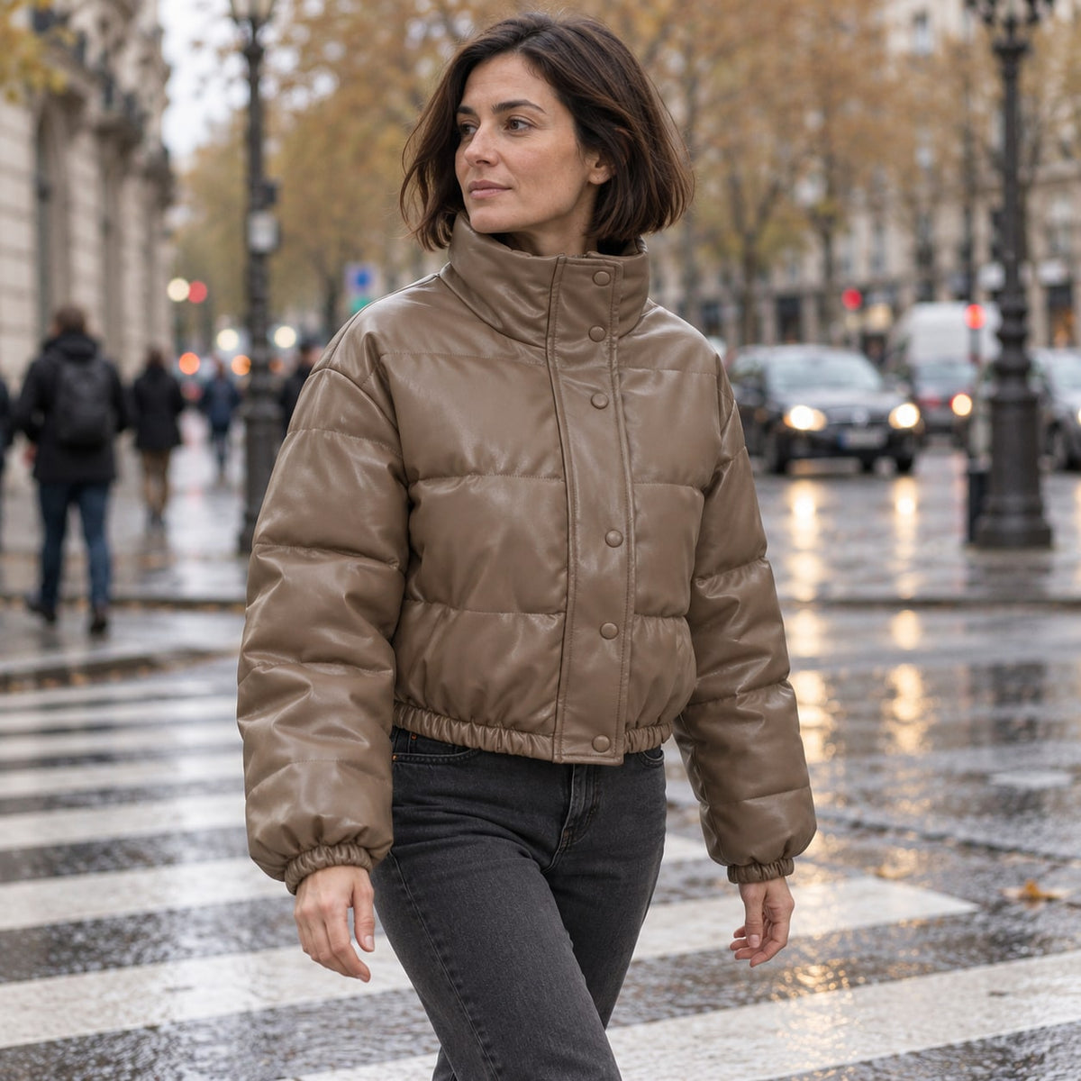 Chaqueta de Piel Sintética para Mujer | Chaquetón Corto de Invierno con Cremallera