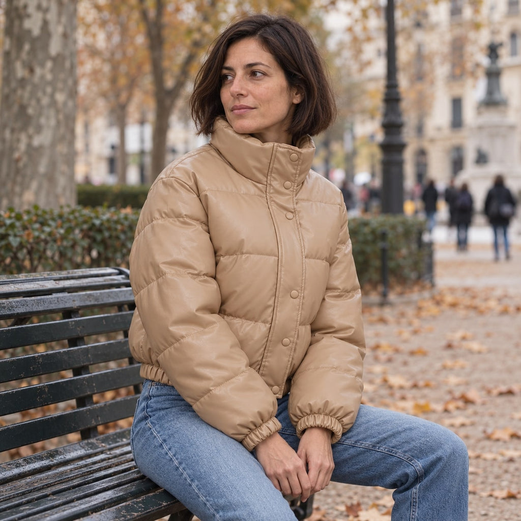 Chaqueta de Piel Sintética para Mujer | Chaquetón Corto de Invierno con Cremallera