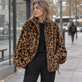 Abrigo de Pelo Sintético Estampado Leopardo para Mujer | Chaquetón Ancho de Invierno