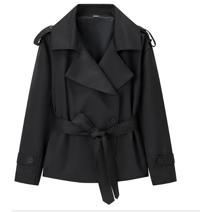 Gabardina Corta Cruzada | Hombros Estructurados y Cordón