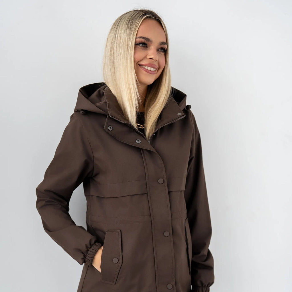 Parka con Capucha para Mujer | Chaqueta de Entretiempo con Cintura Ajustable