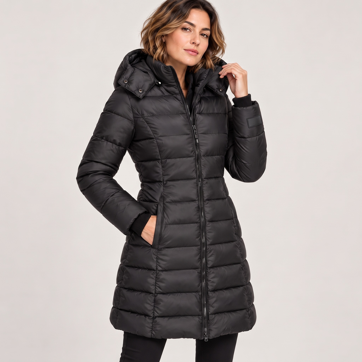 Parka Acolchada con Capucha para Mujer | Chaquetón Entallado de Invierno Midi