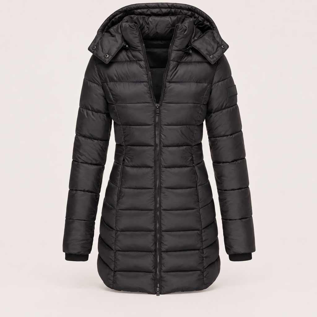 Parka Acolchada con Capucha para Mujer | Chaquetón Entallado de Invierno Midi