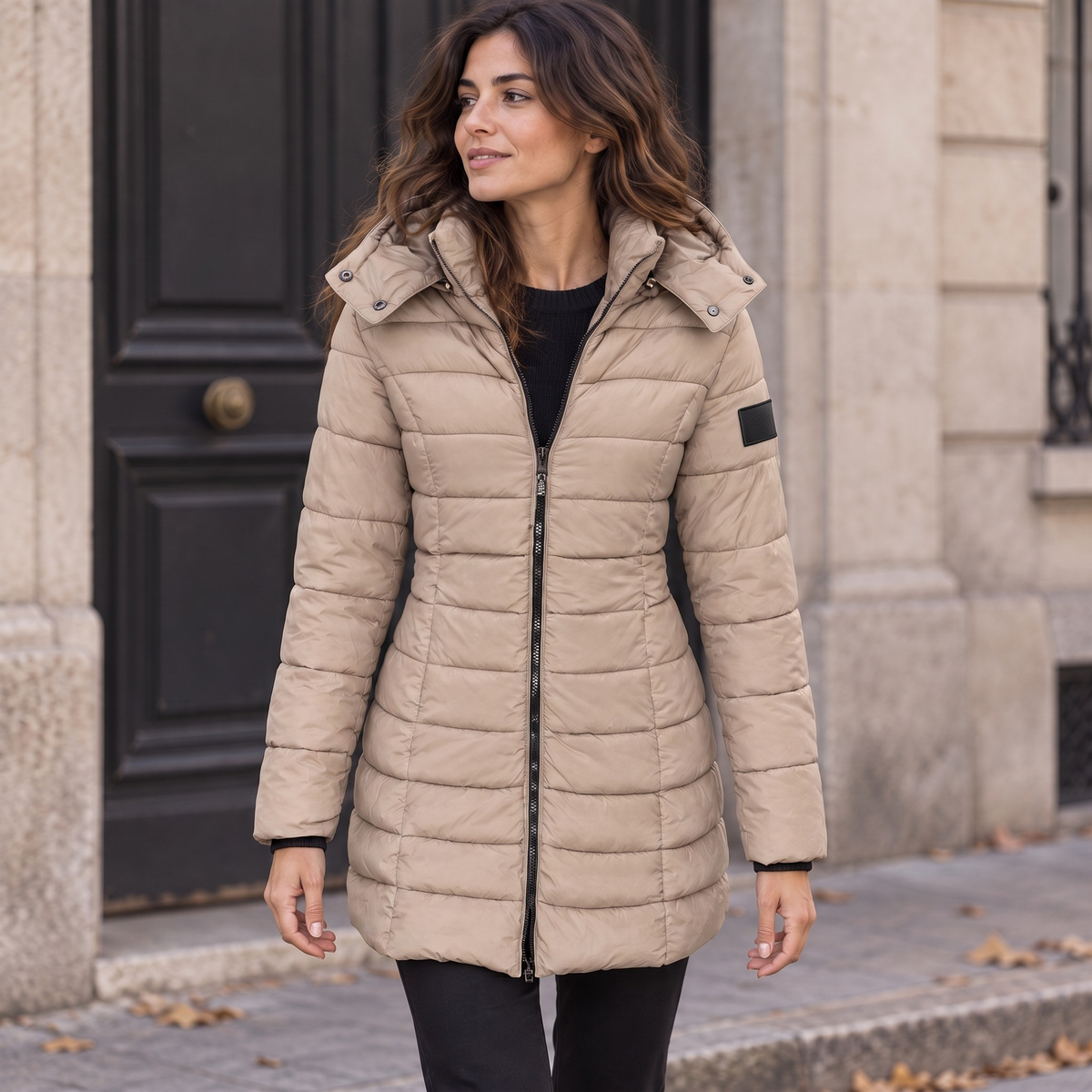 Parka Acolchada con Capucha para Mujer | Chaquetón Entallado de Invierno Midi