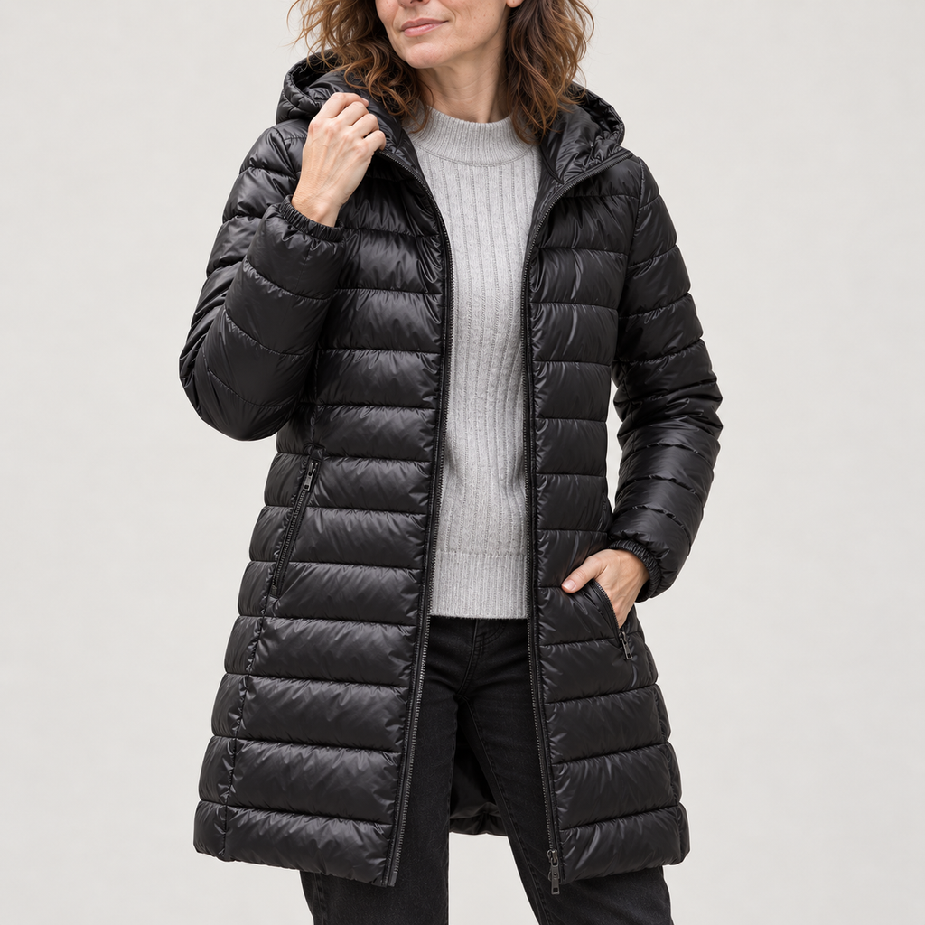 Chaquetón de Plumón Largo con Capucha para Mujer | Ligero y Compresible, Ideal Viaje