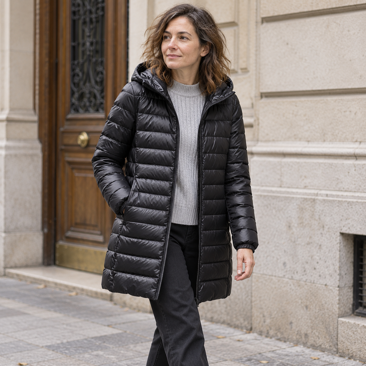 Chaquetón de Plumón Largo con Capucha para Mujer | Ligero y Compresible, Ideal Viaje