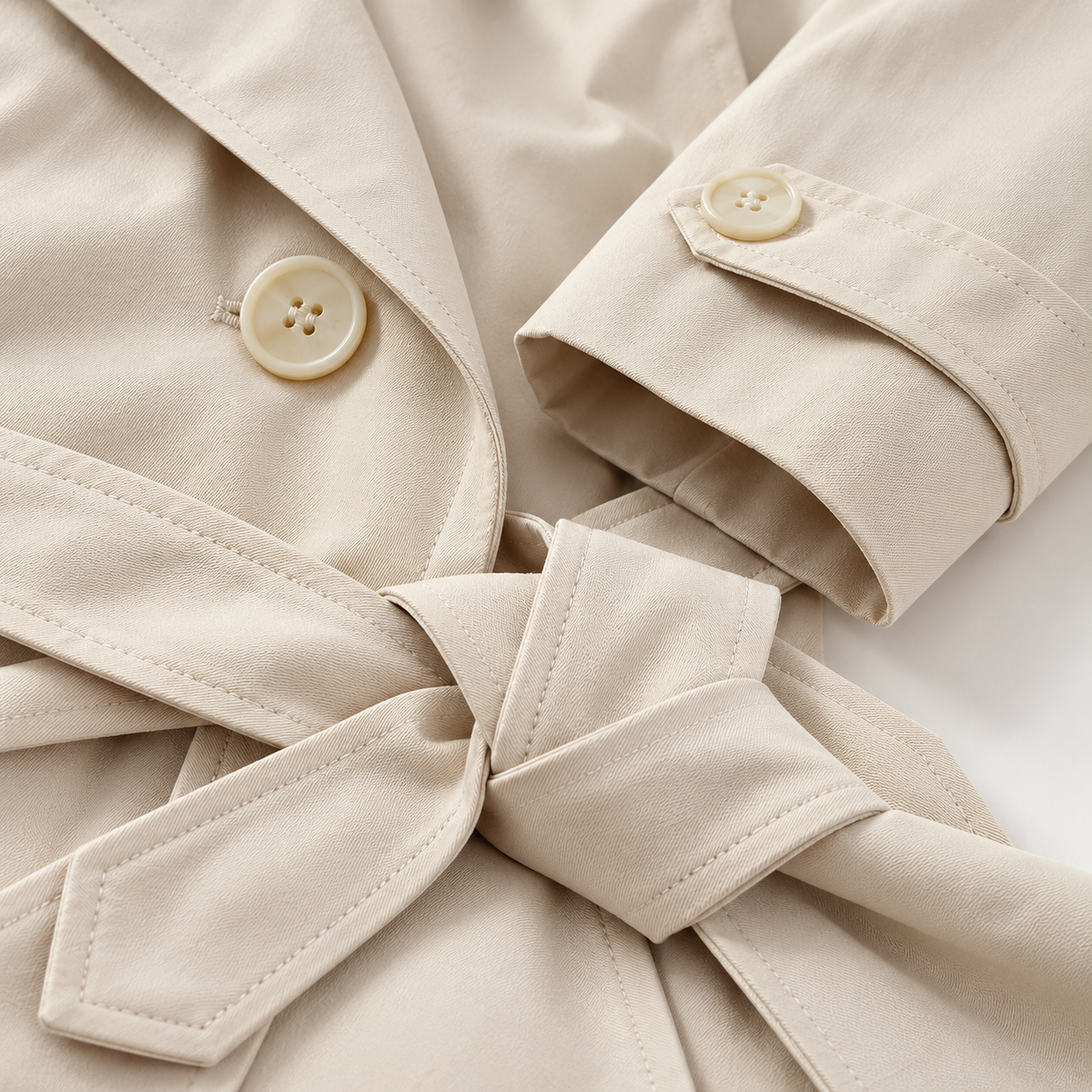 Gabardina Corta Cruzada | Hombros Estructurados y Cordón